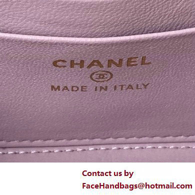 Chanel Shiny Crumpled Lambskin, Imitation Pearls  &  Gold-Tone Metal Clutch with Chain Bag AP3804 Lilac 2025